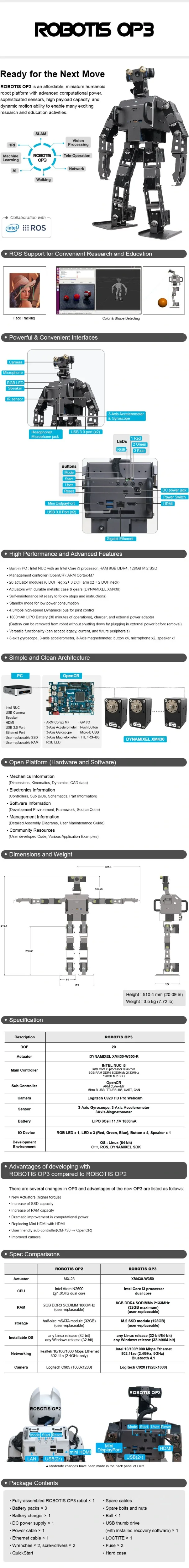 ROBOTIS OP3 динамический Гуманоид Интеллектуальный двухъядерный робот с открытым исходным кодом платформа высокопроизводительное Программирование