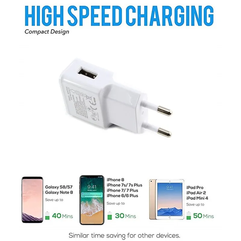 Настенное зарядное устройство для Huawei Honor 8C 8X Y9 2019 EU 3 фута кабель Micro USB Samsung S6 S7 EDGE J4