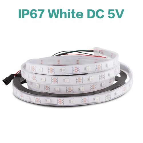 IP67 WHITE WS2812B Светодиодные ленты DC 5V чёрно-белые печатные платы умный прибор приемно-пикселей WS2812 IC 30/60/144 светодиодный s RGB 50 см 1 м 2 м 3 м 4 м 5 м 17Key бар - Испускаемый цвет: IP67 WHITE
