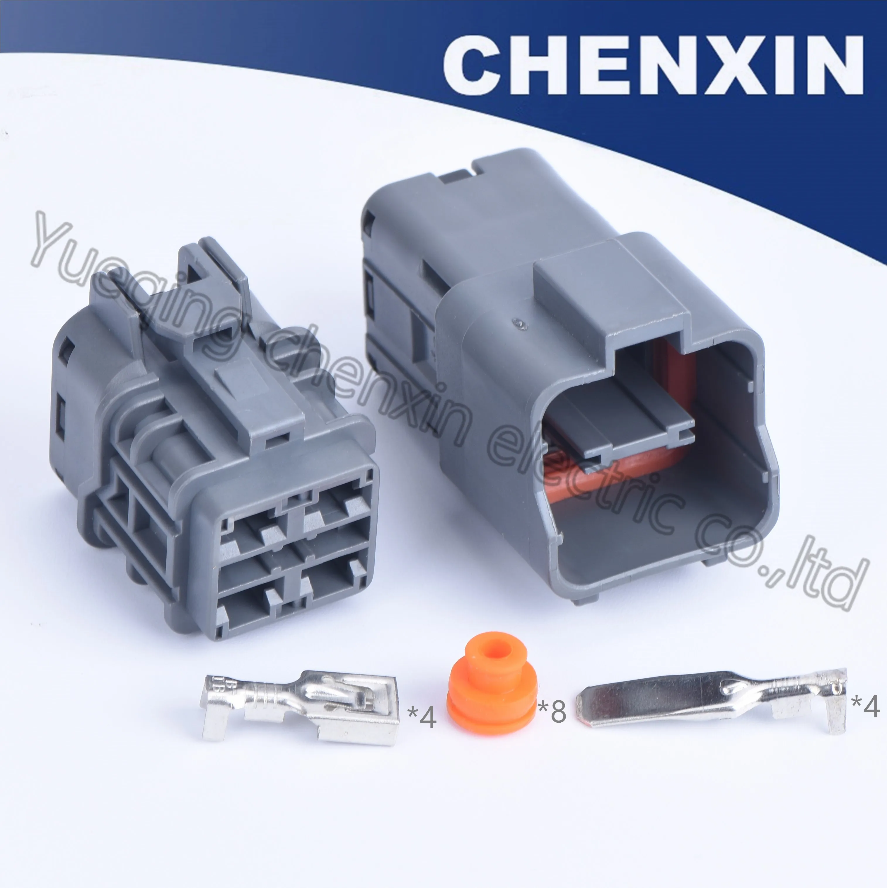 

Dark grey 4pins car waterproof auto connector (black clip) female and male 6.3, including terminals and seal waterproof plugging
