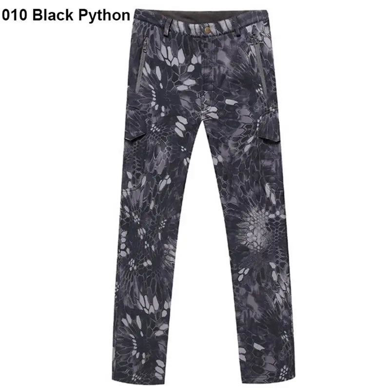Black Python Тактические Брюки для походов, Походов, Кемпинга, мужские зимние брюки, для спорта на открытом воздухе, водонепроницаемые флисовые брюки, мужские тактические брюки - Цвет: Black Python
