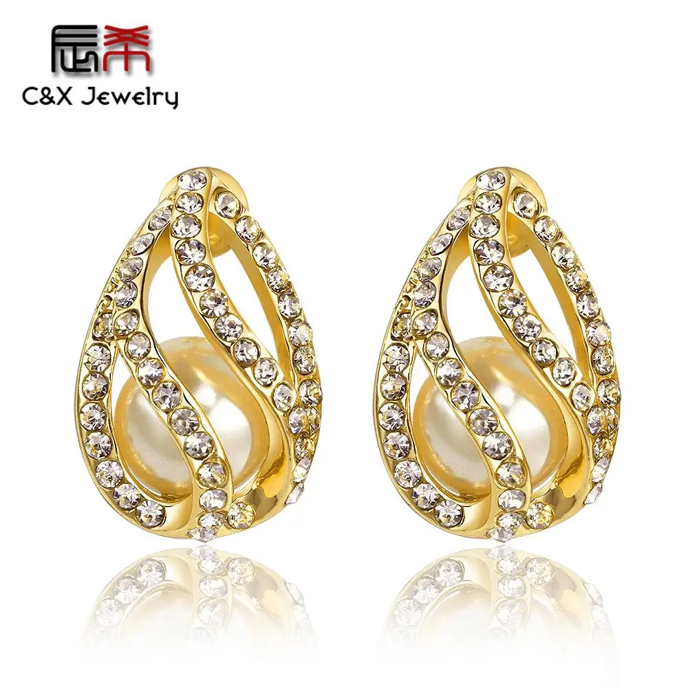 Water drop shape 18K gold plated Pearl Earrings|jewelry cosmetic|jewelry bambooearrings india |