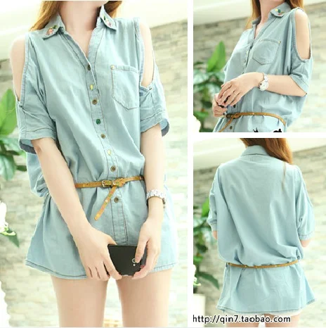 2013 vintage strapless denim shirt 