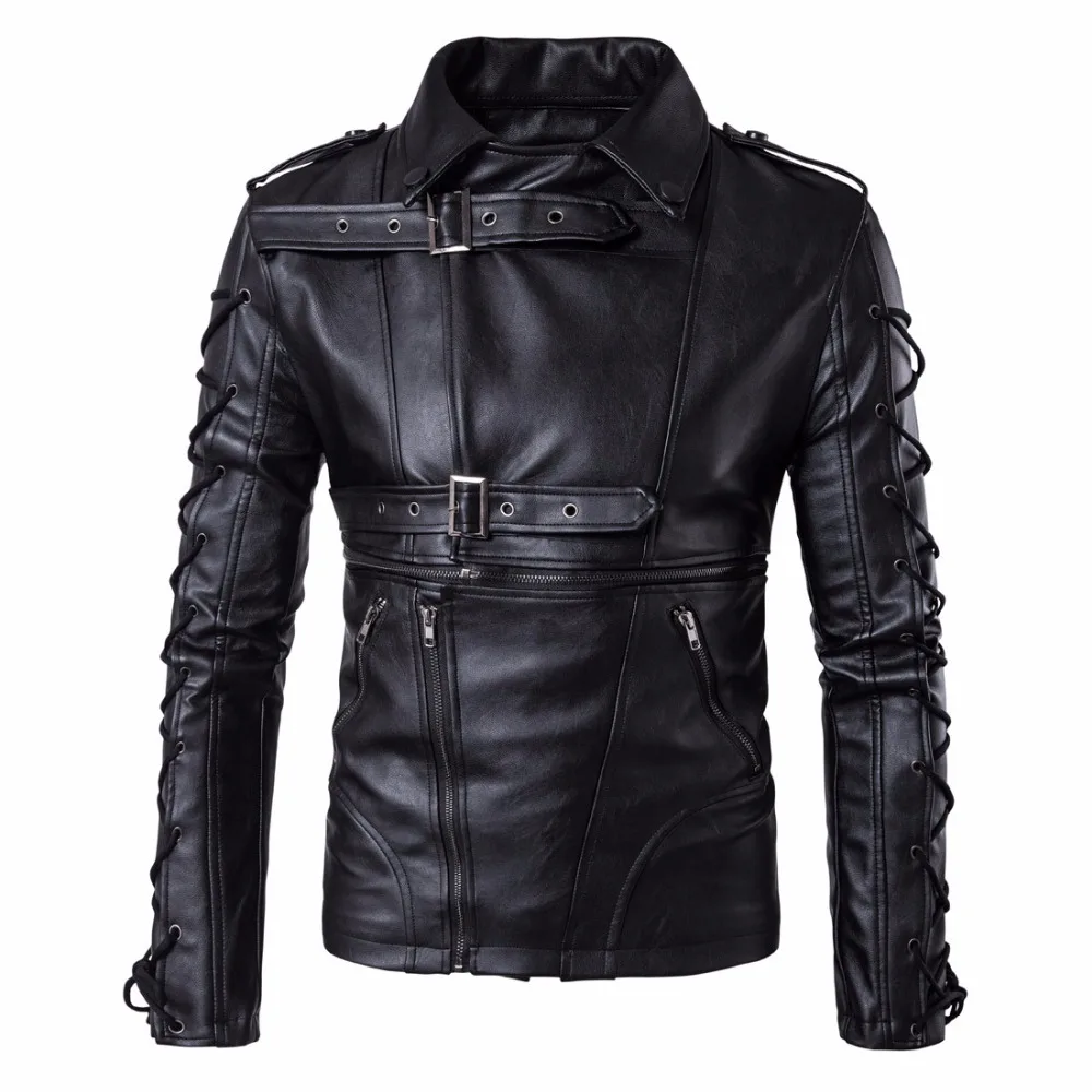 

Black Men's Leather Jackets Coats Spring Autumn Men Casual Tops Outwear Motorcycle Faux Leather Jacket erkek deri mont