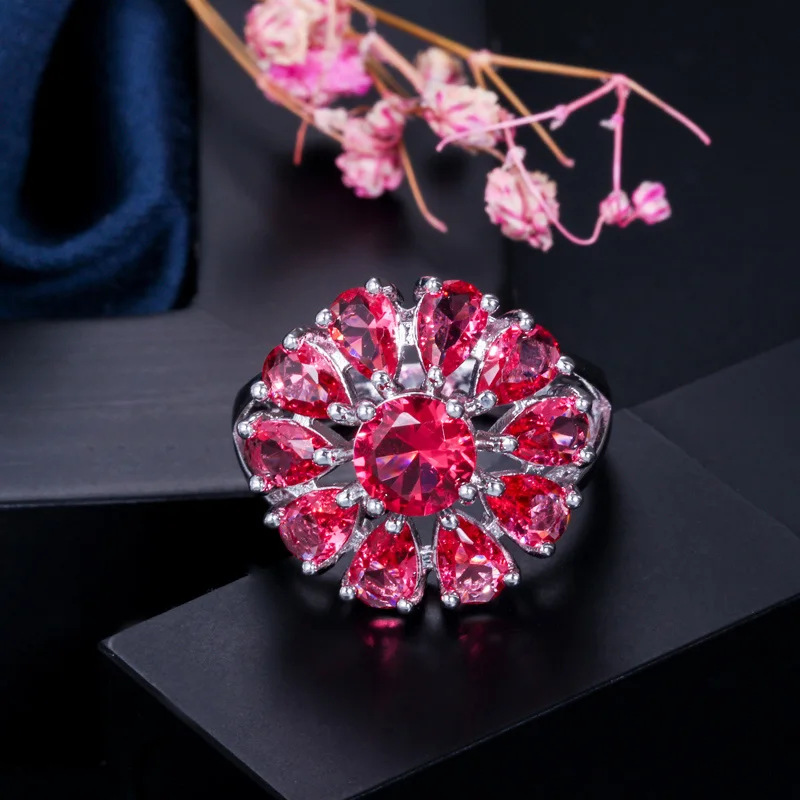 Женское кольцо на палец с фианитом 4 цвета|jewelry nose|jewelry coraljewelry bails glue on |