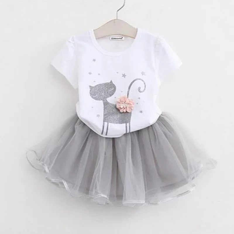 Летняя детская одежда спортивный костюм комплекты одежды для девочек футболка +