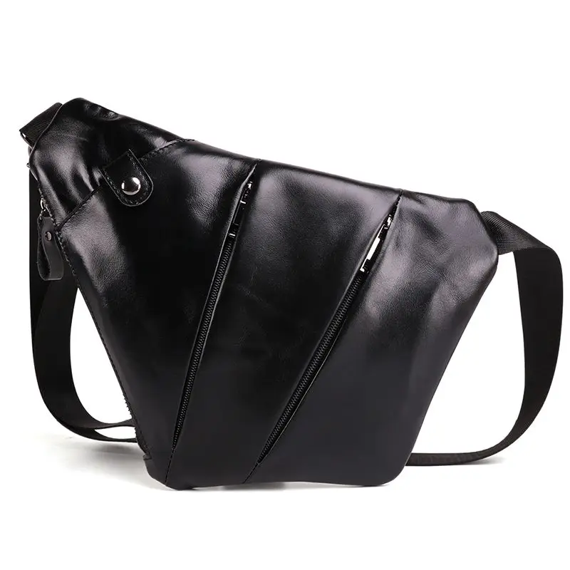 Black SIMLINE мужские сумки через плечо из натуральной кожи, мужские винтажные повседневные сумки через плечо из воловьей кожи, нагрудная сумка, маленькие дорожные сумки для мужчин - Цвет: Black