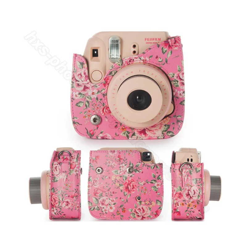Чехол для Камеры Fujifilm Instax Mini качественная сумка через плечо из искусственной кожи с ремешком для Fuji Instax Mini 9, Instax Mini 8 - Цвет: rose pink