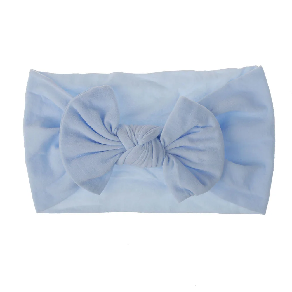 Blue Bow Новинка, мягкие нейлоновые повязки на голову, детский топ с бантом, эластичная повязка на голову, круглая повязка на голову, аксессуары для волос для новорожденных девочек - Цвет: Blue Bow