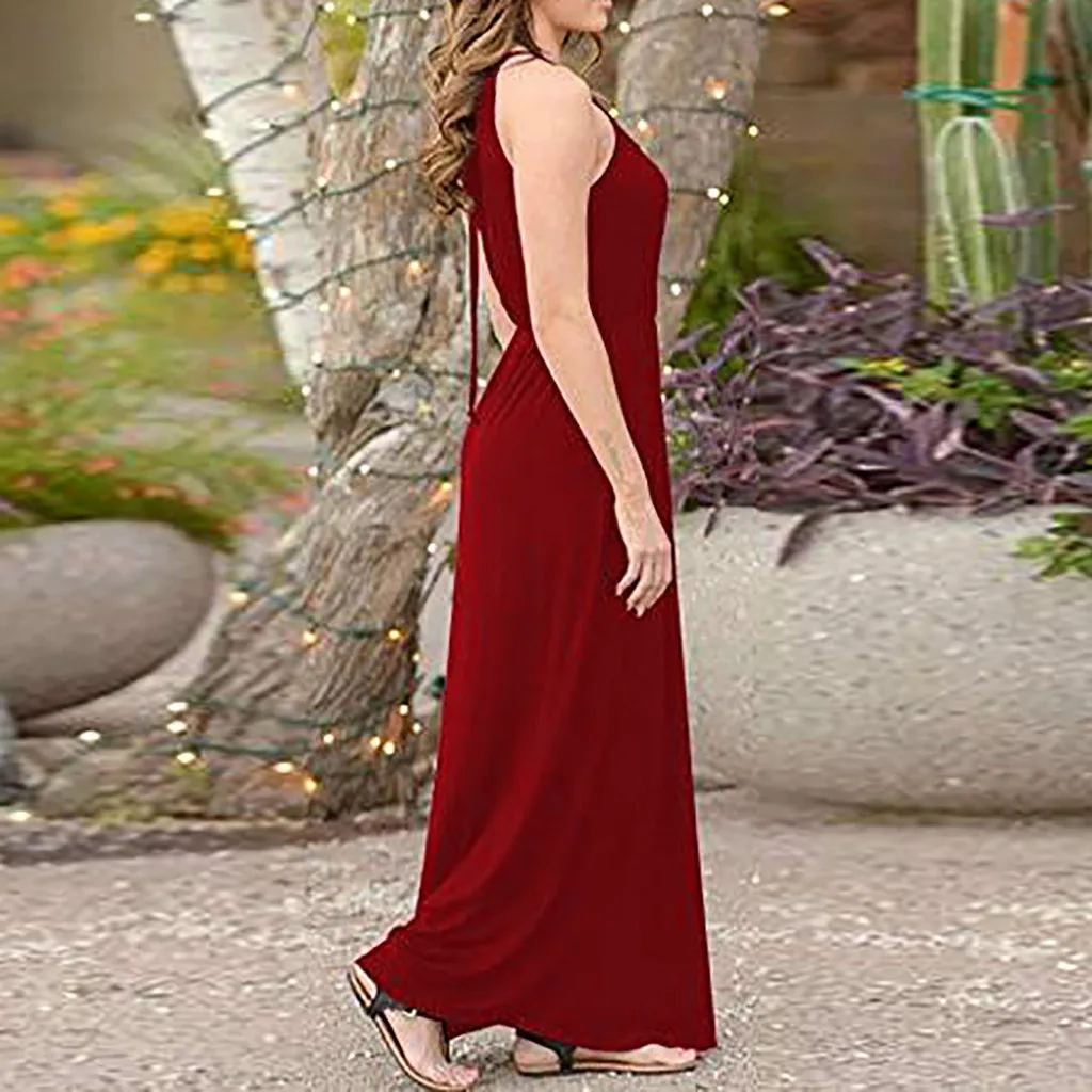 2020 Топы летнее новое платье красивое женское без рукавов повседневное длинное