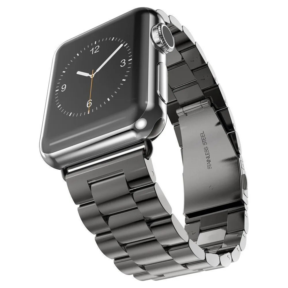 Ремешок из нержавеющей стали для iWatch Apple Watch 38 мм 40 мм 42 мм 44 мм серия 5 4 3 2 1 ремешок спортивный браслет ремешок черный серебристый