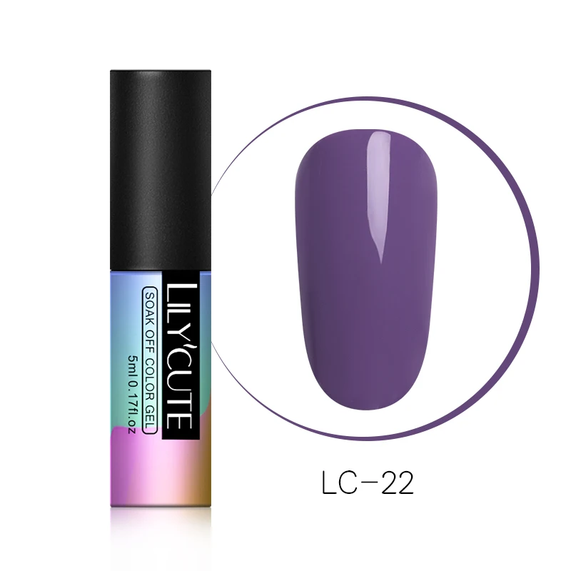 LC-22 LILYCUTE 5 мл бледно-лиловый розовый телесный УФ-лак для ногтей фиолетовая серия длительный чистый лак для ногтей Гель-лак для маникюра - Цвет: LC-22