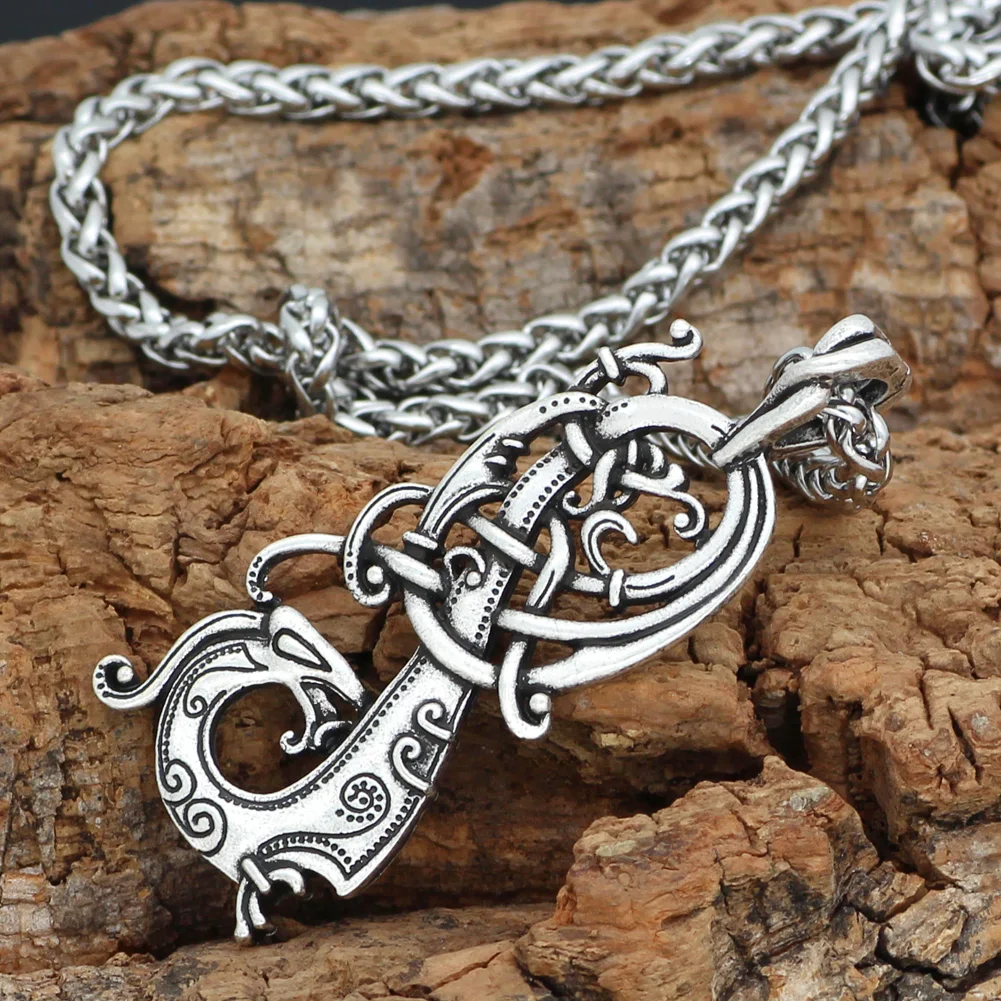 Викинг норвежский очаровательный узел Pagan Ringerike Дракон ожерелье в скандинавском