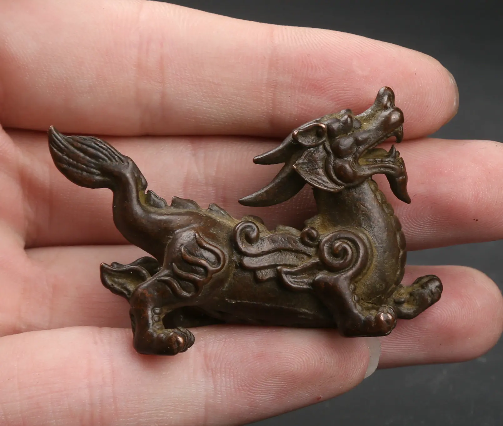 Бронзовая статуэтка фэн шуй редкая китайская животного 52 мм/2 дюйма цилинь Линь