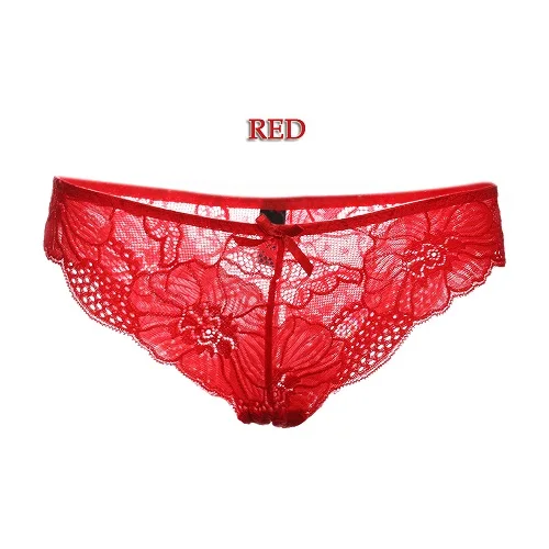 Red Женские Полые трусы, сексуальное нижнее белье, ультра тонкие мягкие кружевные цветочные полые трусы с низкой посадкой, Kinckers хипстерские трусы, нижнее белье - Цвет: Red
