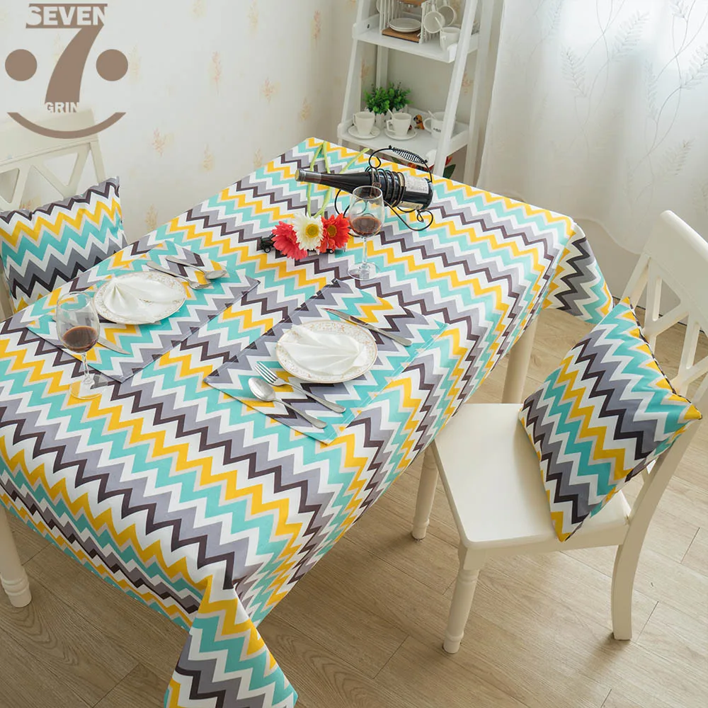 Free Shipping Cute Thick Slubbed Microfiber Cloth Light Blue Waves Square Rectangle Anti-skid Table Cover | Дом и сад