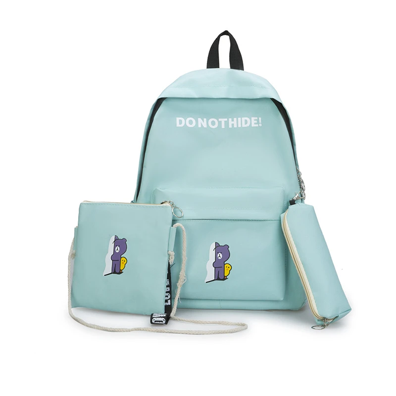 Женский школьный рюкзак Bolsos Para Mujer 3 шт./компл. холщовый с буквенным принтом