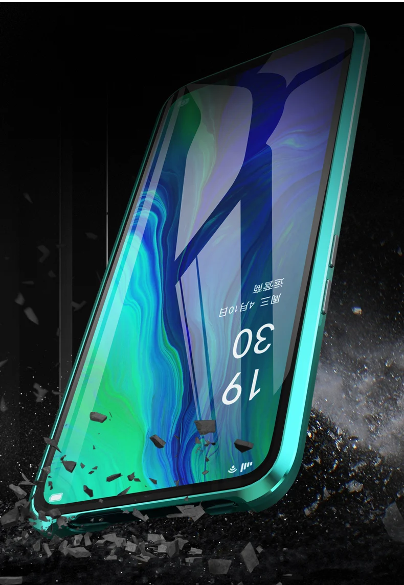 Чехол на магните для OPPO Reno 10X Zoom, чехол на переднюю панель+ заднюю, двухсторонний, 9 H, чехол из закаленного стекла для OPPO Reno CPH1919, металлический бампер, чехол