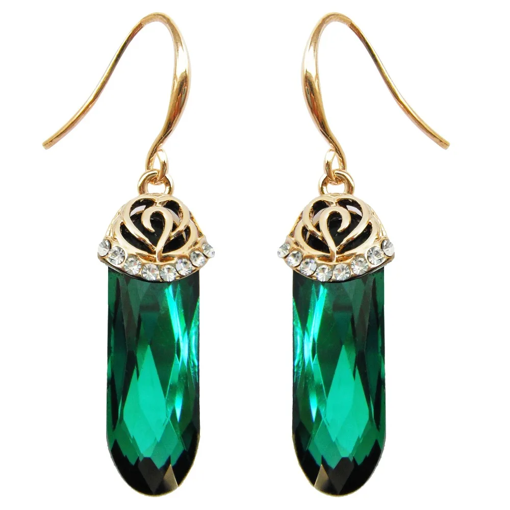 Серьги с желтым цветком Navachi зеленый кубический цирконий капли воды бесплатная