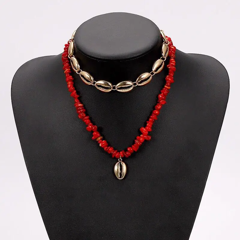 Bohemian Exotic handmade beaded necklace color Fashion stone multi-layer neck chain shell pendant factory wholesale Jewelry | Украшения и