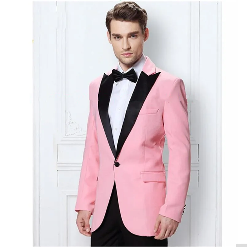 

Custom Made Slim Fit Pink Men Suits For Wedding Peaked Lapel Groom Tuxedos Groomsmen Suits Party Formal Suit (jacket+Pants+Tie)