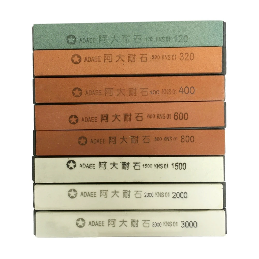 Набор из 8 точильных камней для ножей с пластиковой основой зернистость 120 #320 #400