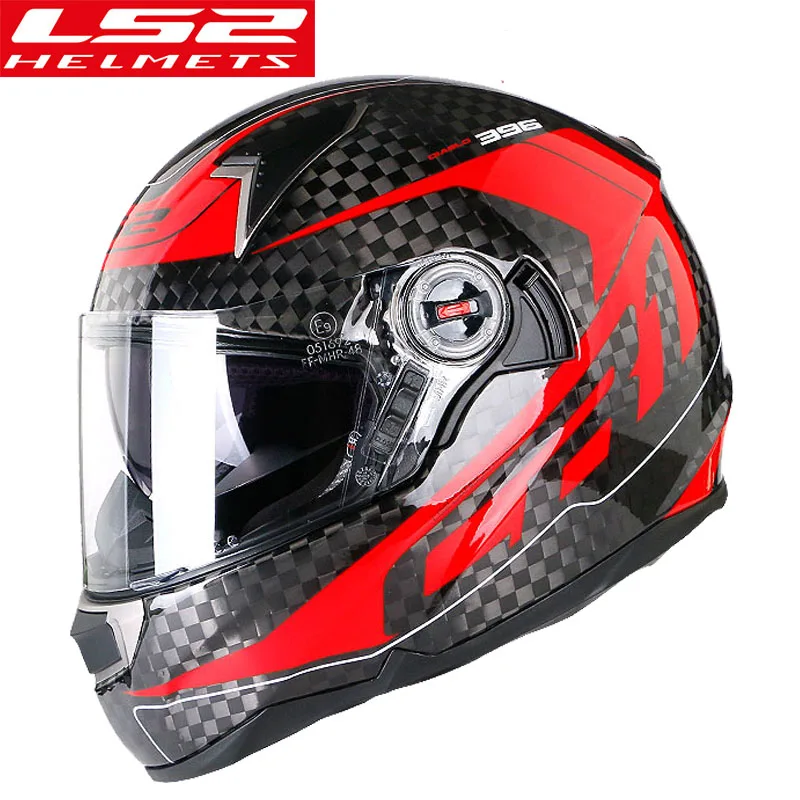 LS2 ff396 12 K углеродного волокна полный шлем rcycle шлем двойной козырек подушки безопасности без насоса мотошлем LS2 шлем сертификации ECE - Цвет: 12K red frequency