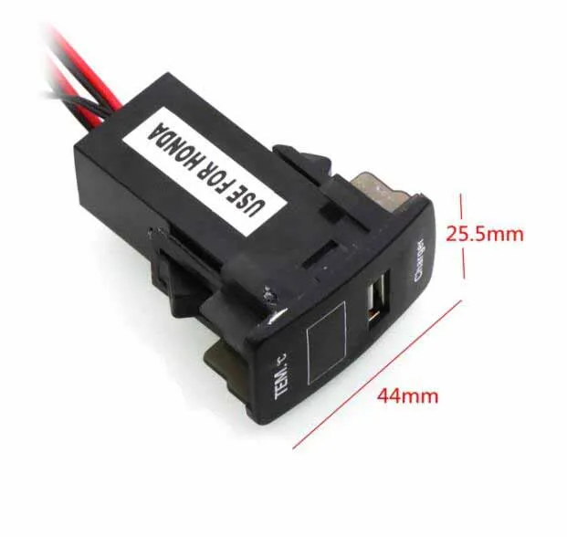 2.1A USB интерфейс разъем автомобильное зарядное устройство с крытым/наружным термометром использовать для Honda, Civic, Spirior, CRV, Fit Jazz, City, Accord