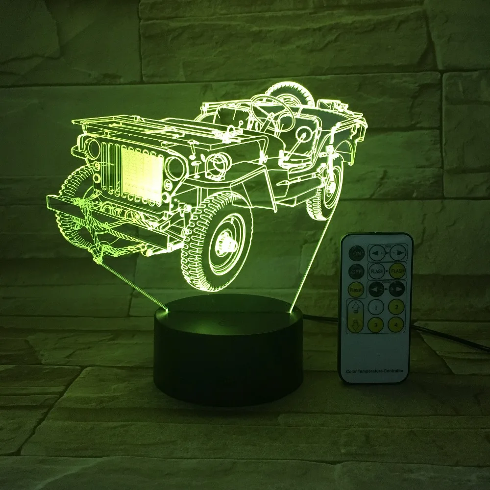 Автомобильный ночсветильник Jeep Truck 3D USB сенсорный пульт дистанционного