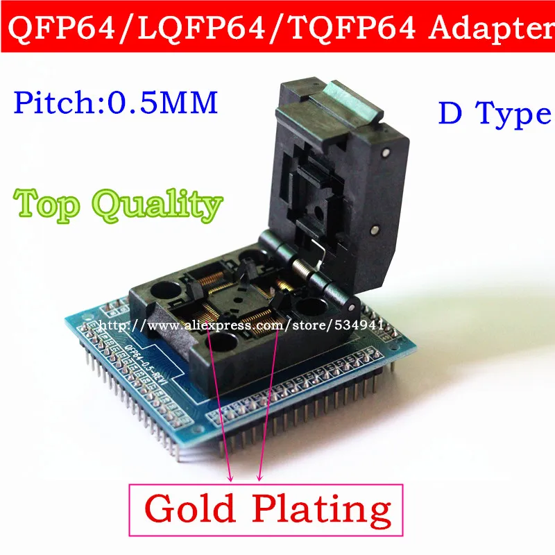 Адаптер гнезда QFP64 TQFP64 LQFP64 IC тестовая розетка выжигание 0 5 м программатор STM32