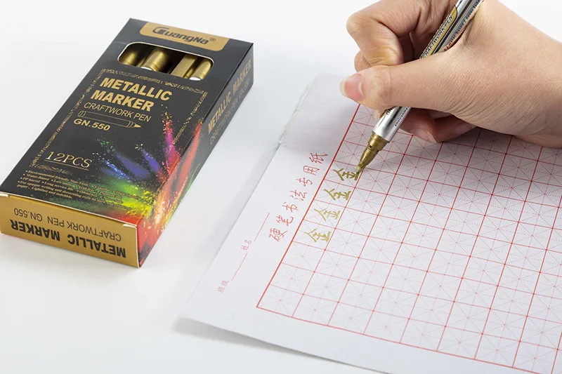 12 цветов Набор mitsubiisi GN Posca Pc 2,8 мм Перманентный маркер Металические ручки на водной основе граффити CD стекло золото серебро