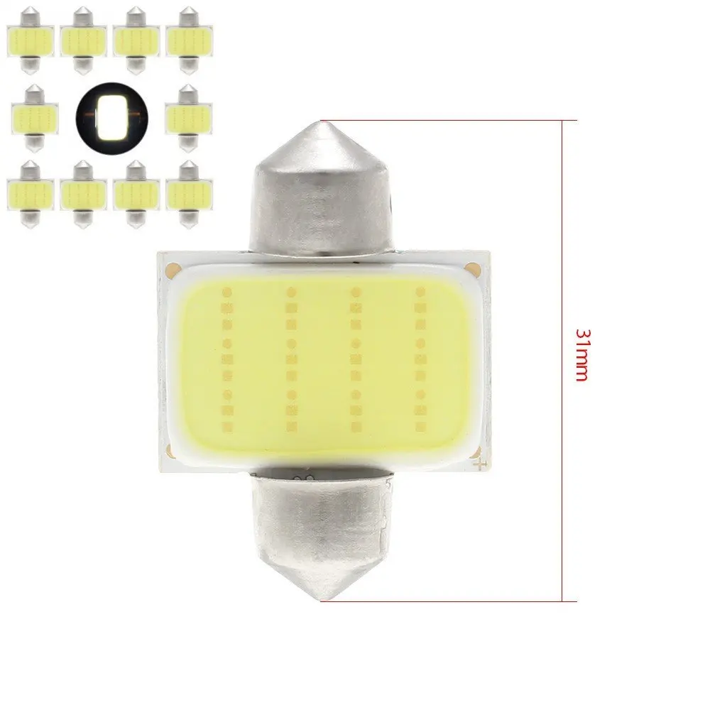 10 шт./лот светодиодная гирлянда для мотоцикла 1 5 Вт 12 SMD 31 мм 36 39 41 интерьерные
