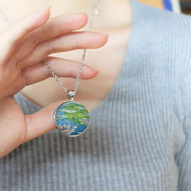 Моне водяная Лилия пруд колье с кулоном отлично подходит кабошоны разрисованные