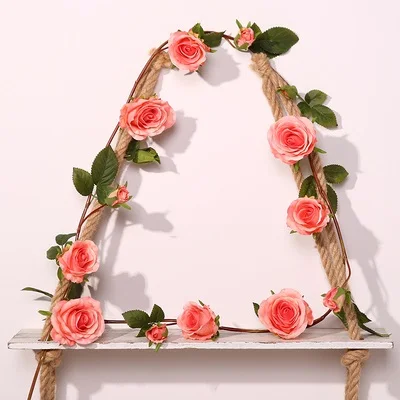 light pink Xuanxiaotong 1 шт. 150 см Искусственный цветок розы лоза для дома сад балкон Свадебные украшения arranjos com flores artificiais - Цвет: light pink