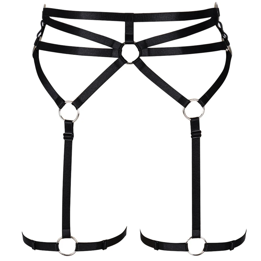 MLCP0004BLACK Розовый ремень-подвязка пояса высокого колготы ножка ремень упругие отрегулировать Готический организм клетка трусики сексуальное женское белье для танцев клуб рейв - Цвет: MLCP0004BLACK