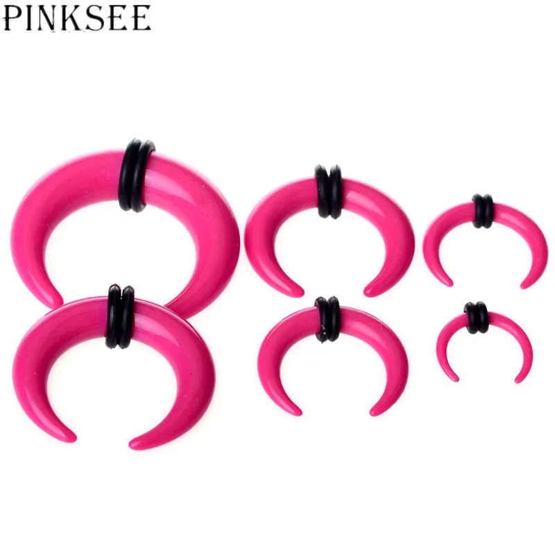 PINKSEE 12 шт. акриловый Калибр конус Рог Поддельные уха Расширение Носилки Туннель Plug Solide цвет пирсинг ювелирные изделия