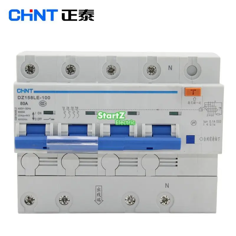 CHNT DZ158LE 100 4P 80A 100A автоматический выключатель остаточного тока RCBO|residual current|residual