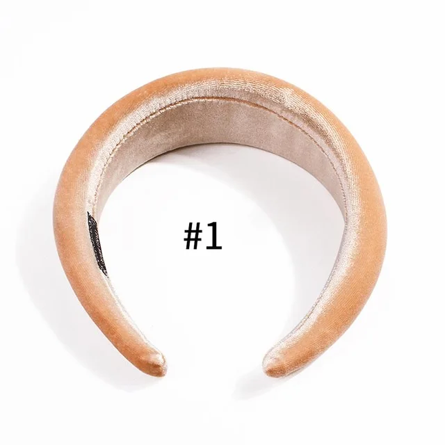 beige headband Однотонная плотная мягкая ободок бархатная повязка для волос для женщин Эластичность 5 см Широкий ободок для волос Bobo аксессуары для волос в виде тюрбана - Цвет: beige headband