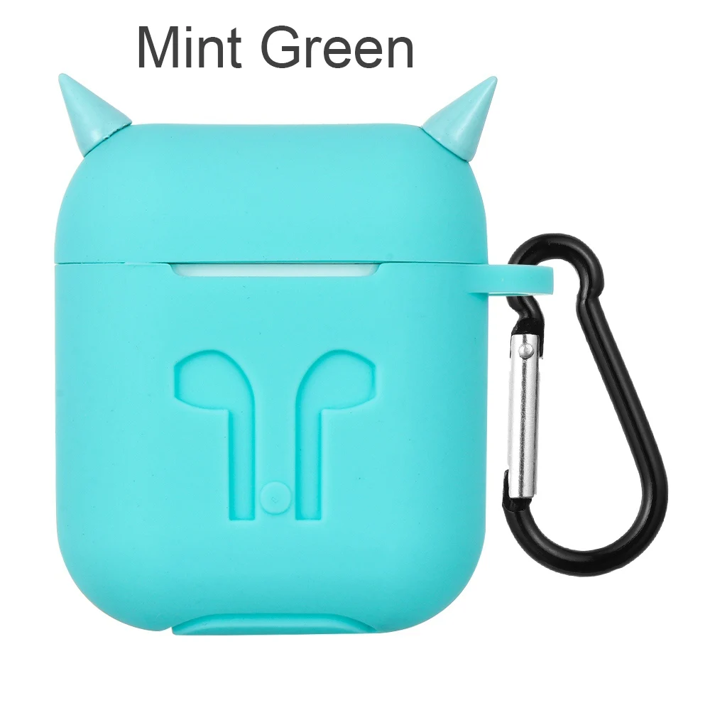 mint green Милый Силиконовый ТПУ Bluetooth беспроводной чехол для наушников модный защитный чехол для Apple Airpods зарядный ящик с крючками - Цвет: mint green