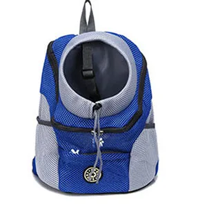 Blue Открытый Сумка для собаки путешествия двойной рюкзак Bleathable сетки Pet Carrier собака сумка рюкзак на грудь для Пеший Туризм - Цвет: Blue