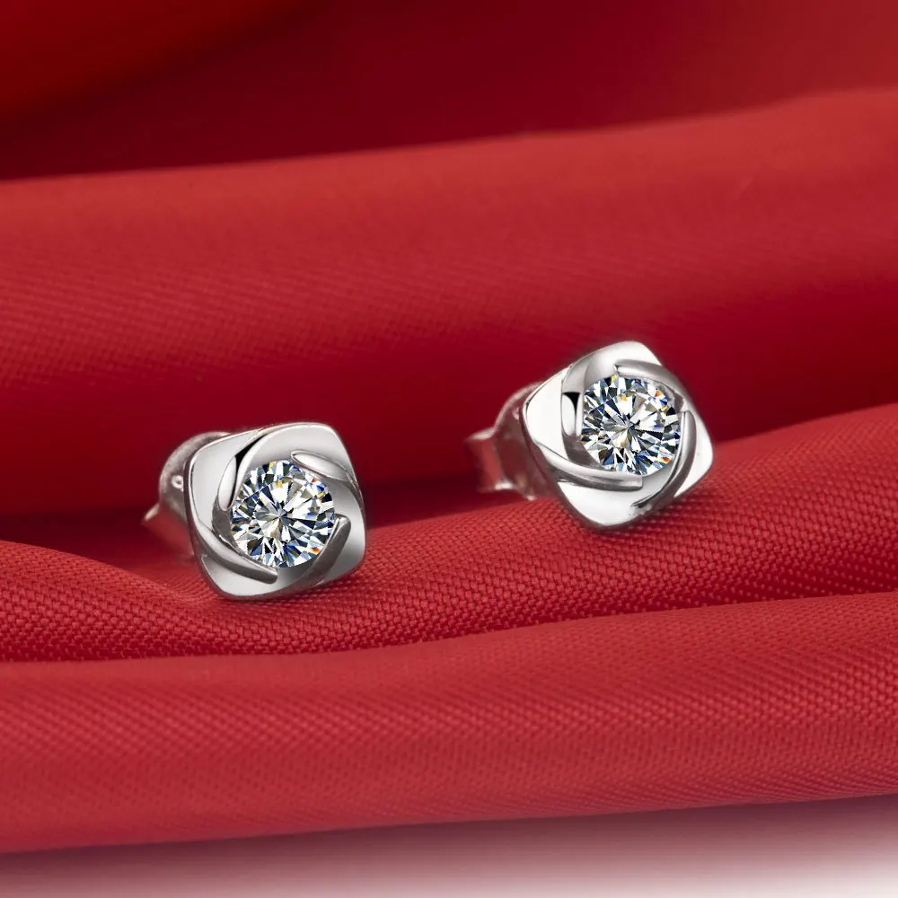 0.3Ct/шт отличные свадебные серьги в форме цветка из стерлингового серебра 925 пробы