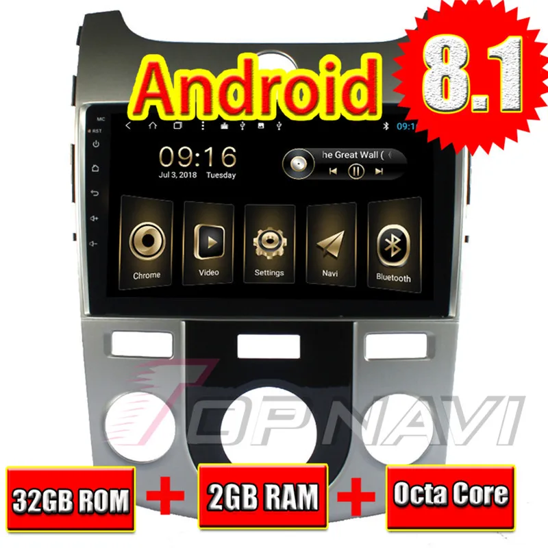 Topnavi Восьмиядерный Android 8 1 автомобильный магнитол плеер для KIA Fortec Cerato 2009 2010 2011 GPS