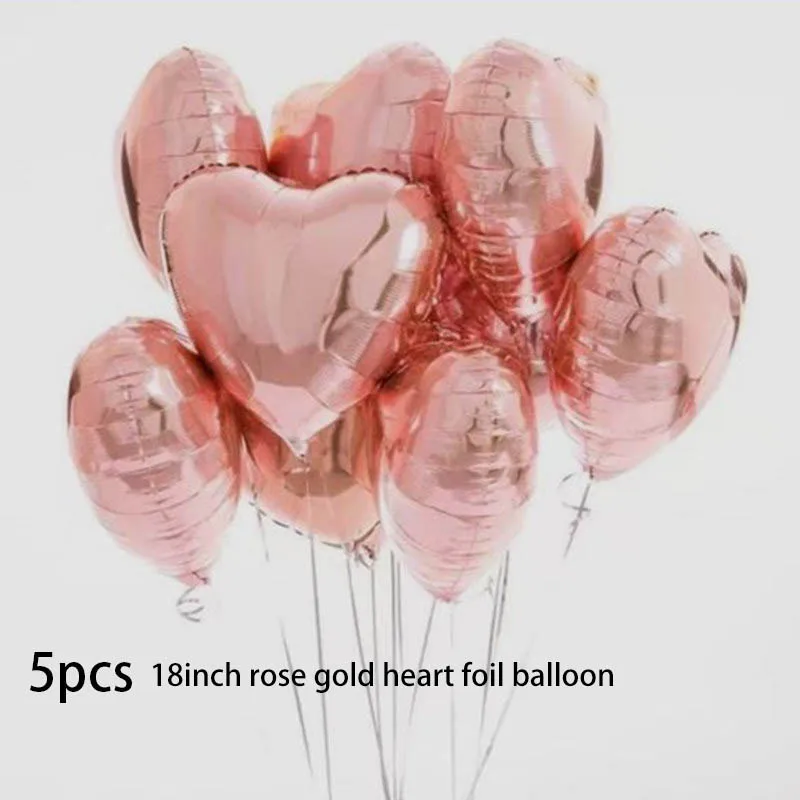 5pcs rose gold heart Воздушные шары для взрослых с днем рождения, 12 дюймов, латексный Гелиевый шар с цифрой 18 20 25 30, розовое золото, украшения для дня рождения, принадлежности - Цвет: 5pcs rose gold heart