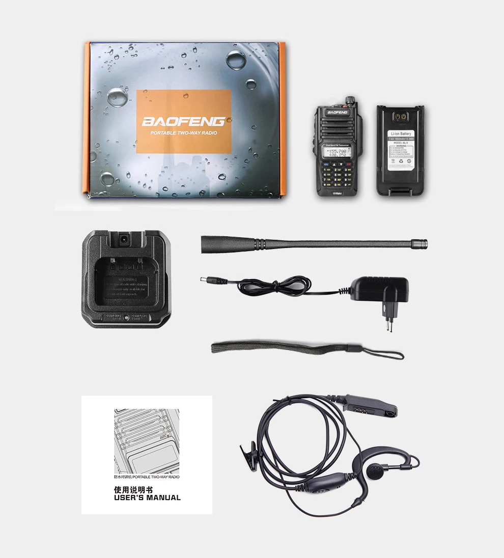 Baofeng UV-9R плюс влагонепроницаемые Walkie Talkie двухстороннее радио Двухдиапазонный портативный 10 км дальний UV9R CB Ham портативное радио