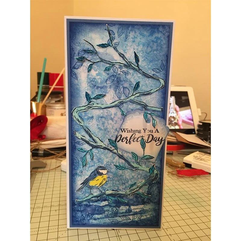 Трафарет для скрапбукинга с птичьими ветками трафарет фотоальбома бумажные