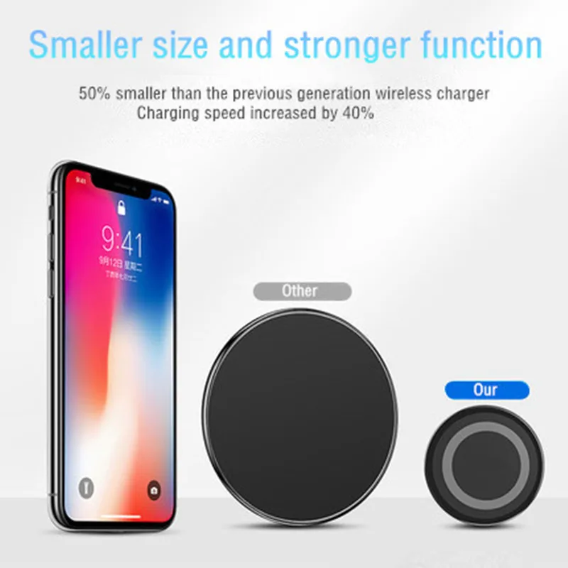 MAXSHARER портативное беспроводное зарядное устройство Qi в кошельке для iphone 8 Plus X 10 Вт