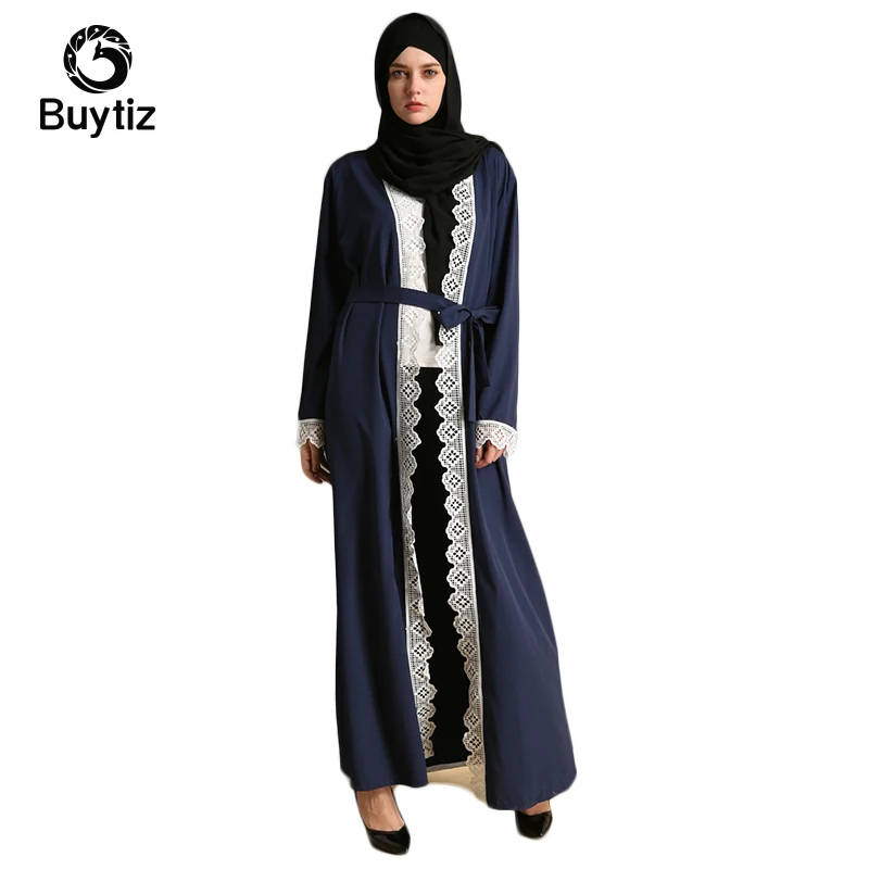 Buytiz темно синие кружевные мусульманское длинное платье для девочки кардиган