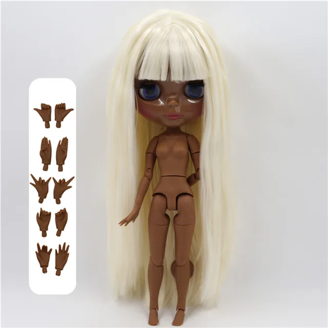 super black skin Ледяная 1/6 bjd фабрика blyth кукла с гибкими суставами бледный блонд смешанный белый волос BL136/340 30 см, супер черная кожа или загара кожи - Цвет: super black skin