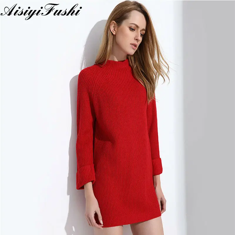 Women Sweater Oversize Pullovers Loose Knitting Long Sleeve Solid Color Slim Elastic Dress Autumn Robe Pull Hiver | Женская одежда