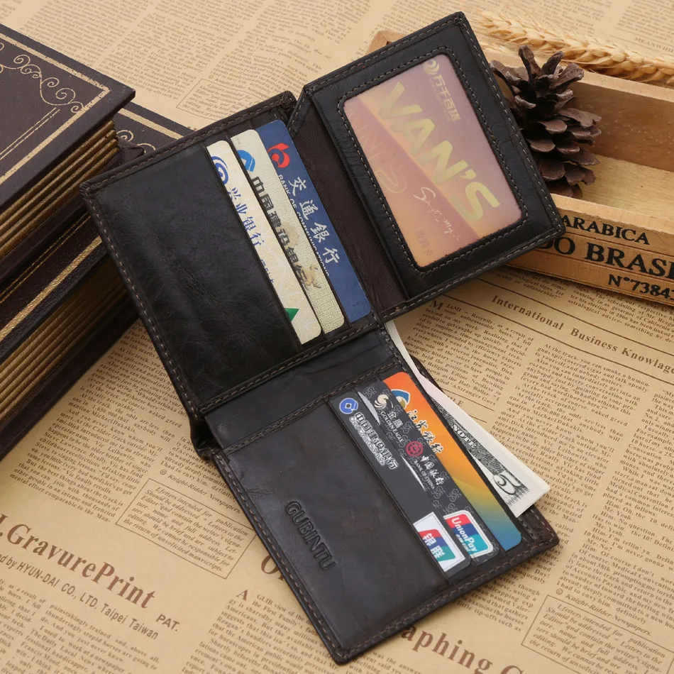 Деловые мужские кошельки модные короткие из натуральной кожи однотонные